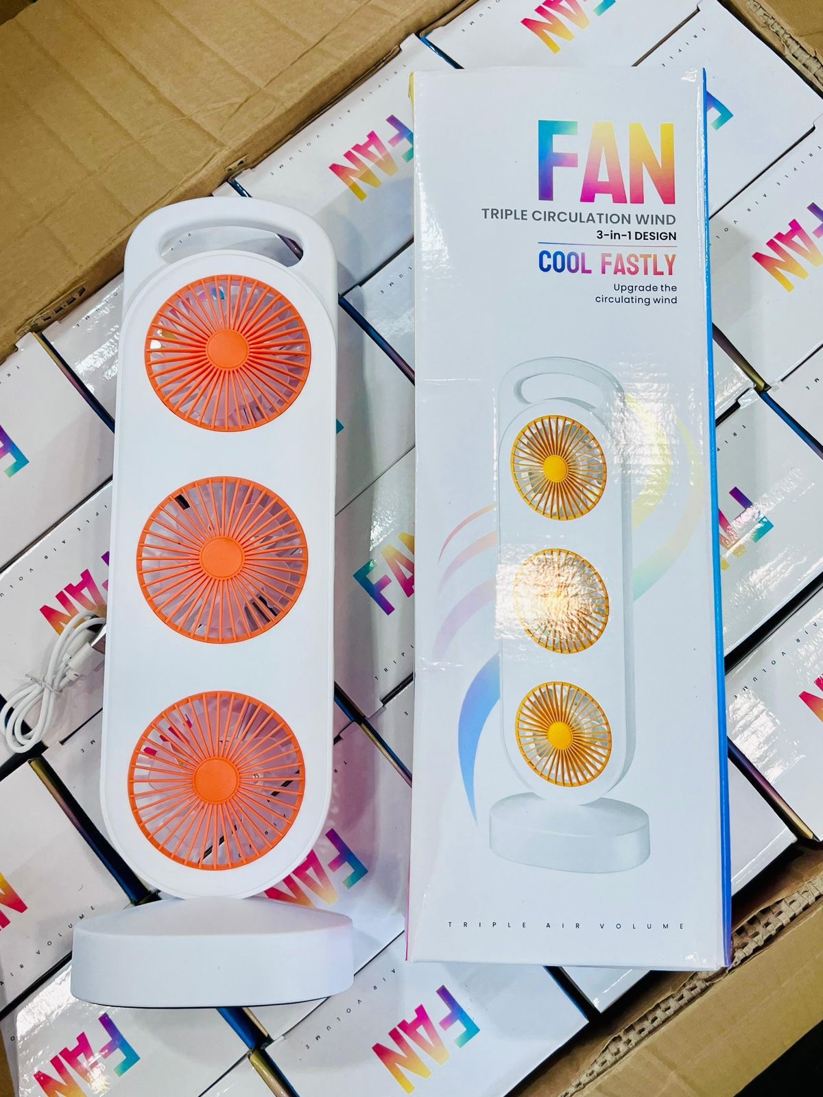 3 in 1 Triple Head Rechargeable  table fan