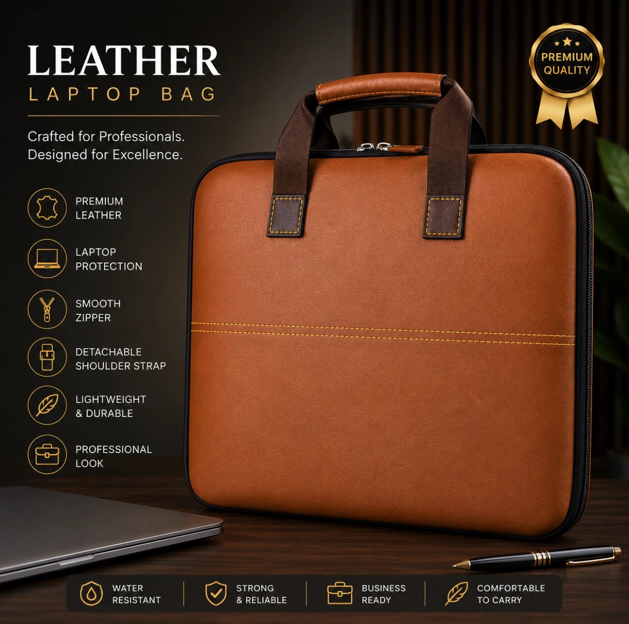 Elite (A) Leather Laptop Bag