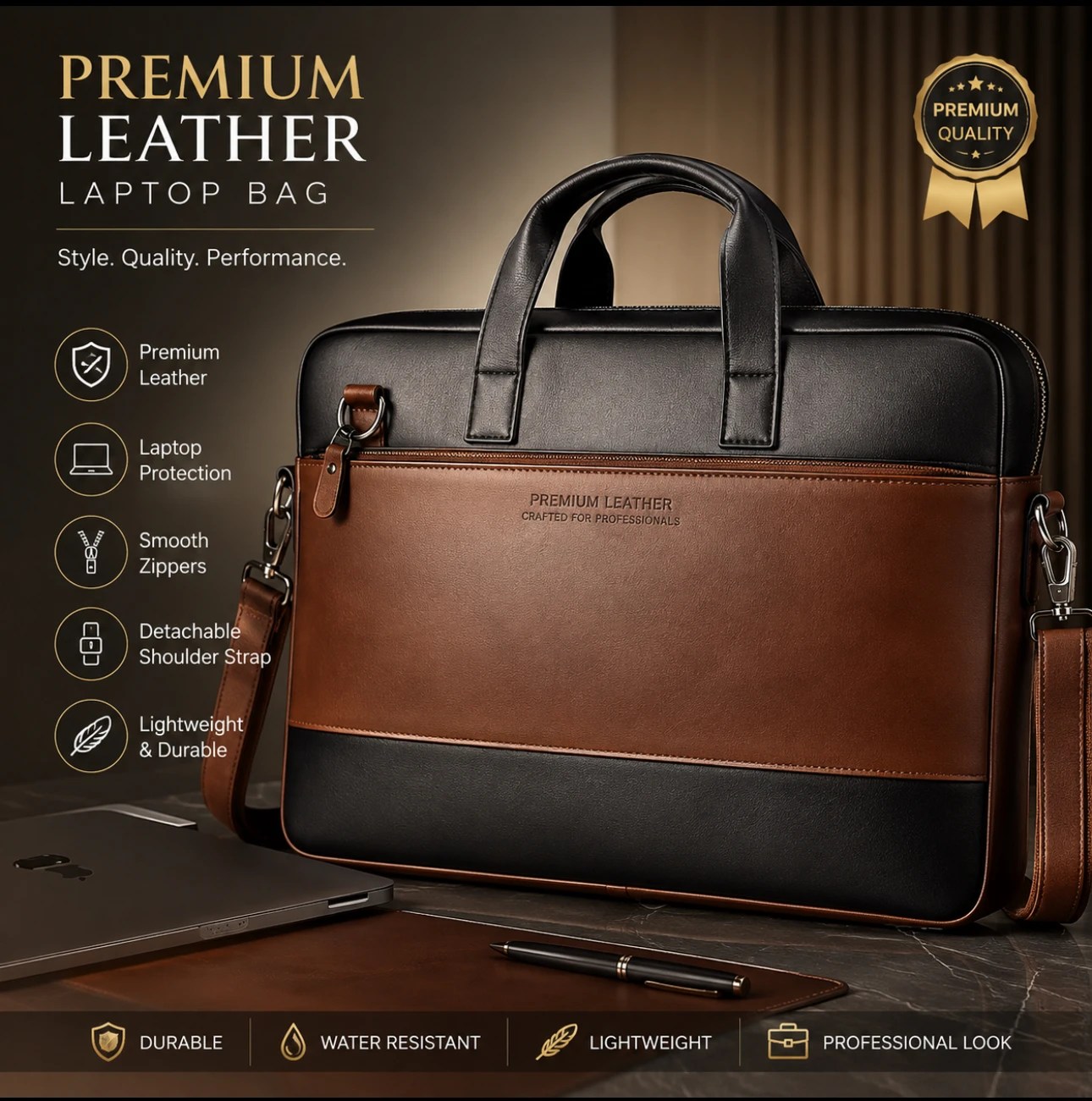 Premium Leather Laptop Bag