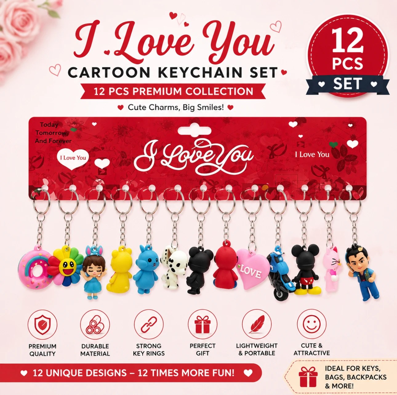 Cute Cartoon Keychain Set