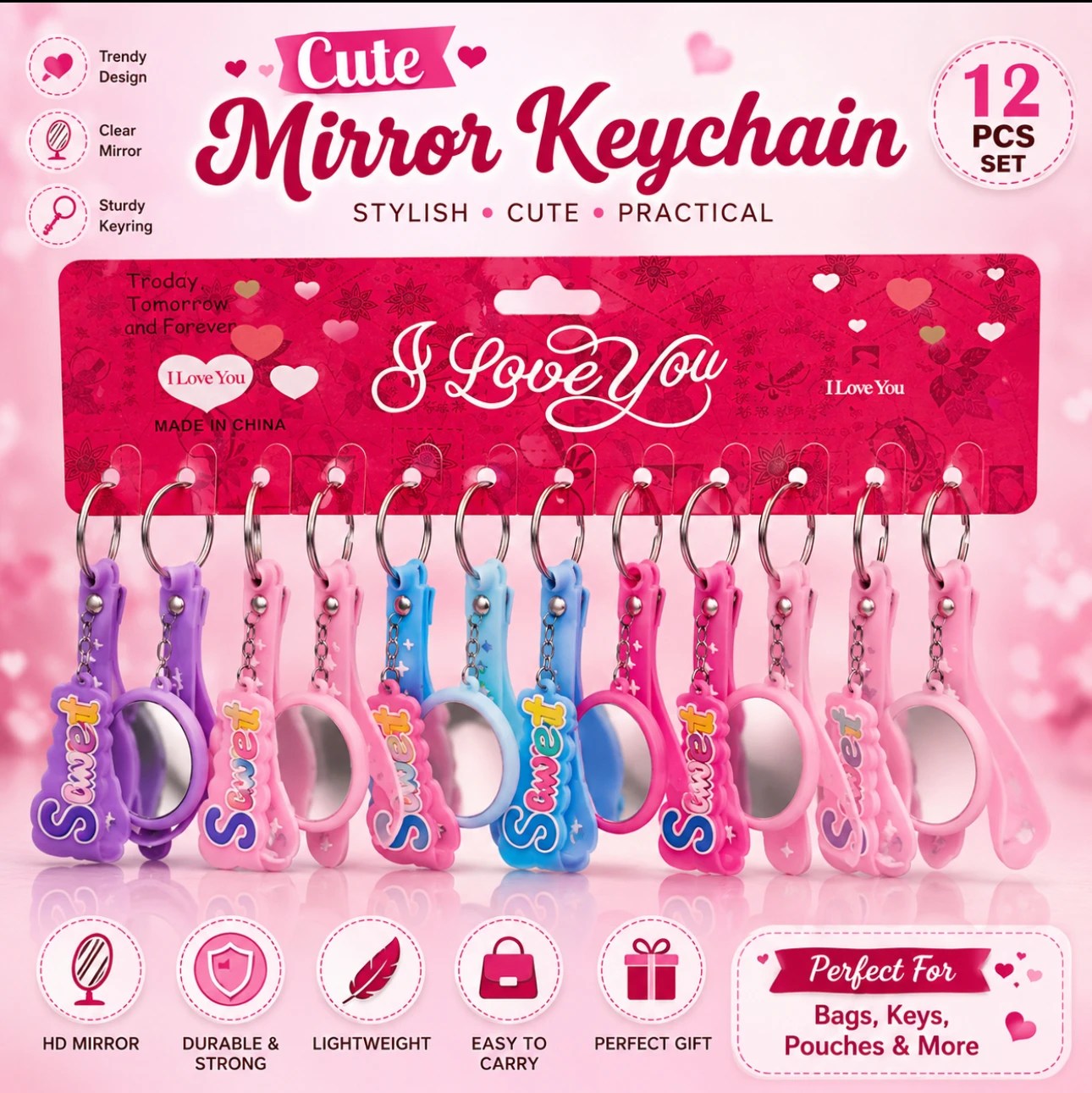 Cute Mini Mirror Keychain