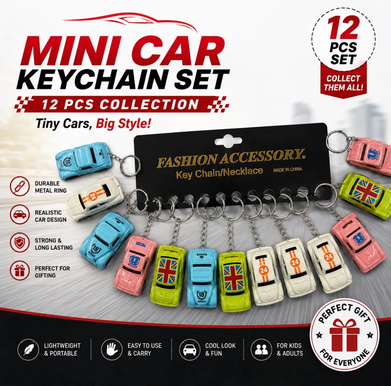 Mini Car Keychain Set