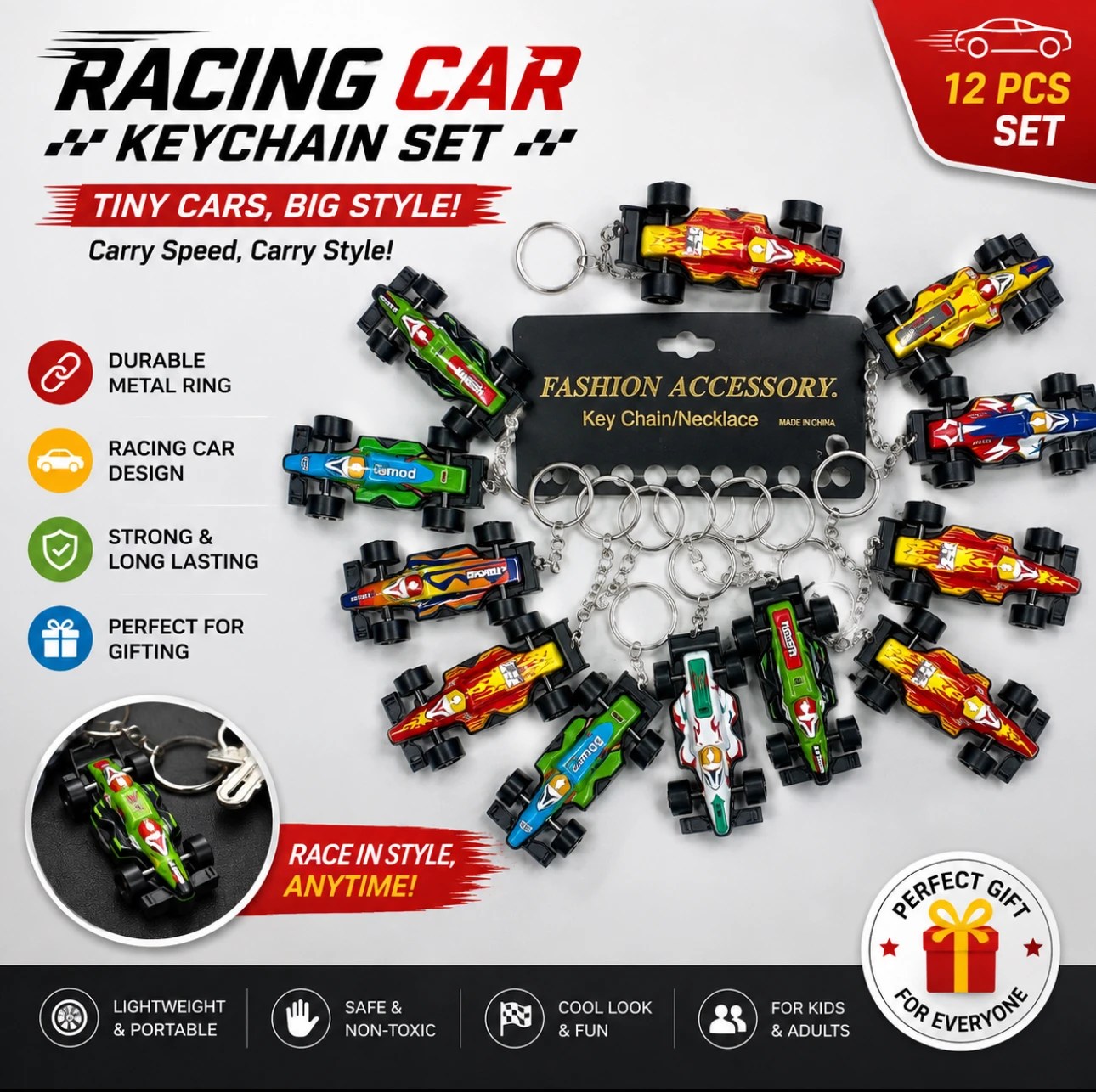 Mini Formula Racing Car Keychain 🏎️