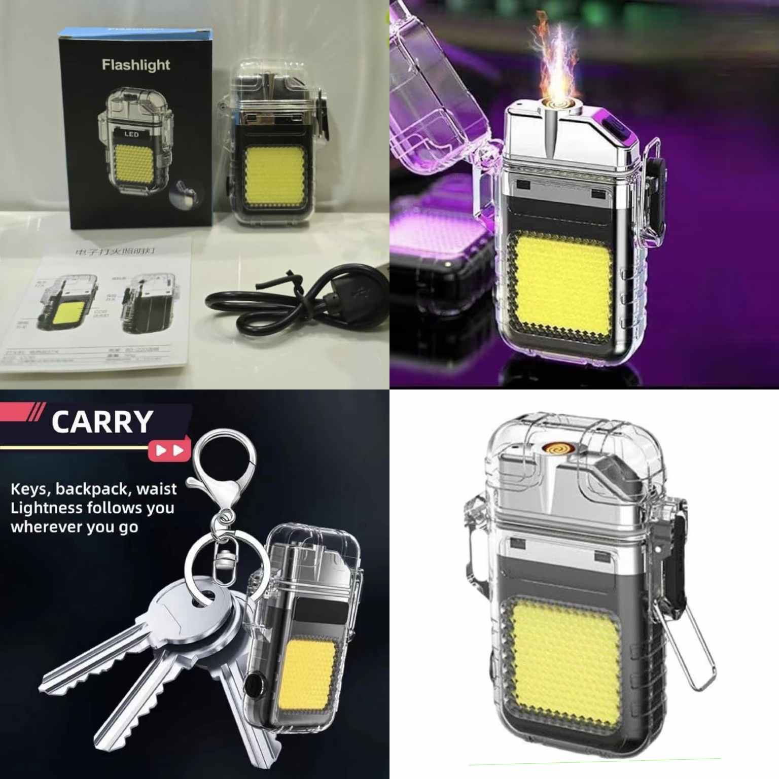 Mini LED Keychain FlashLight With Arc Lighter