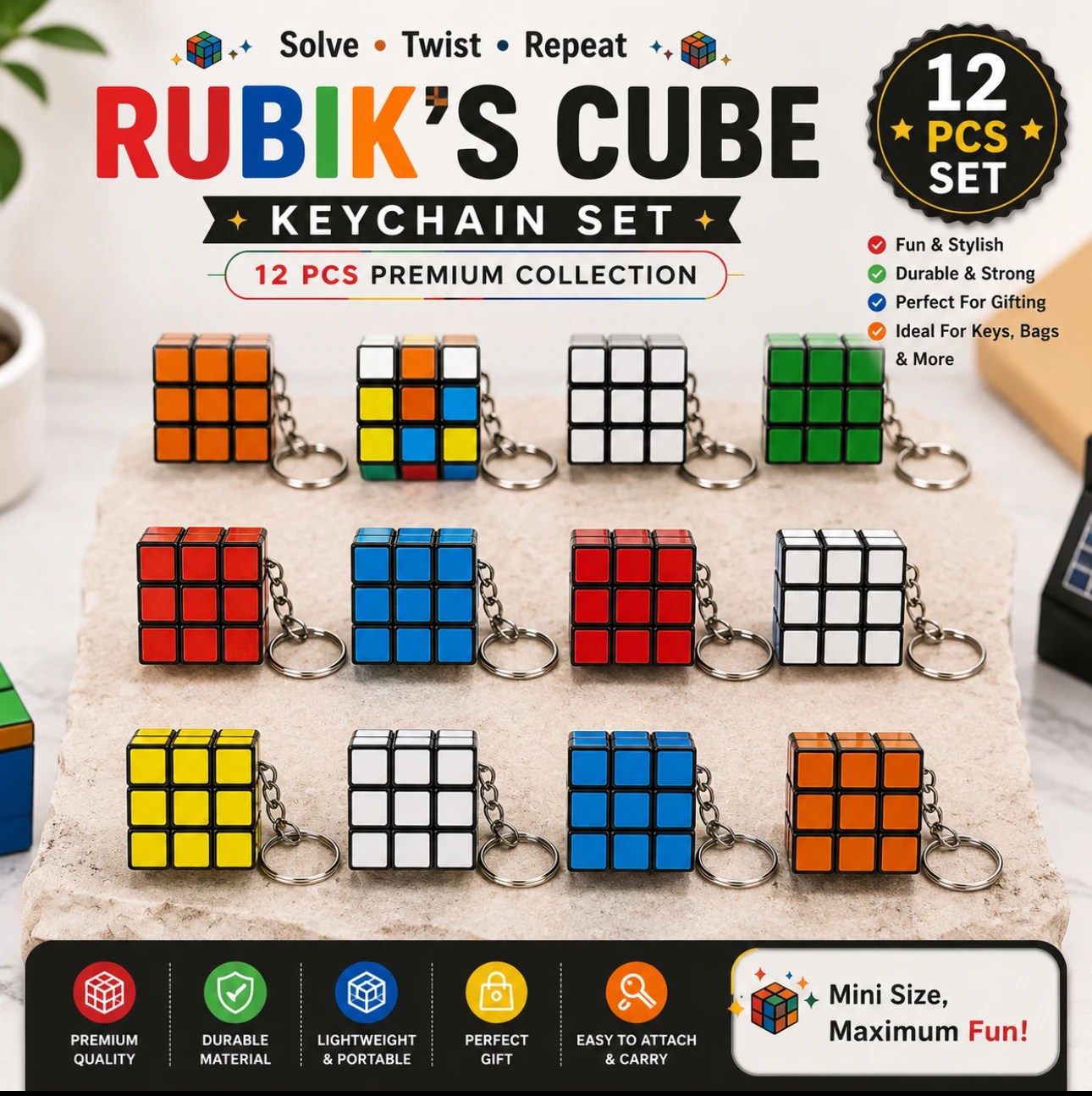 Mini Rubik’s Cube Keychain