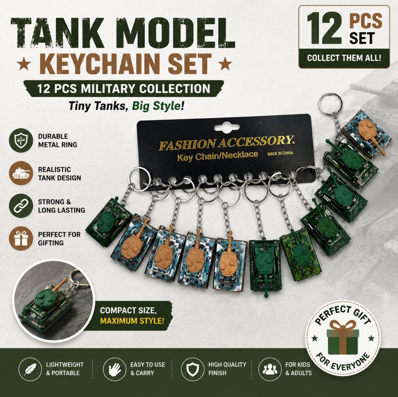 Miniature Tank Keychain 🚜