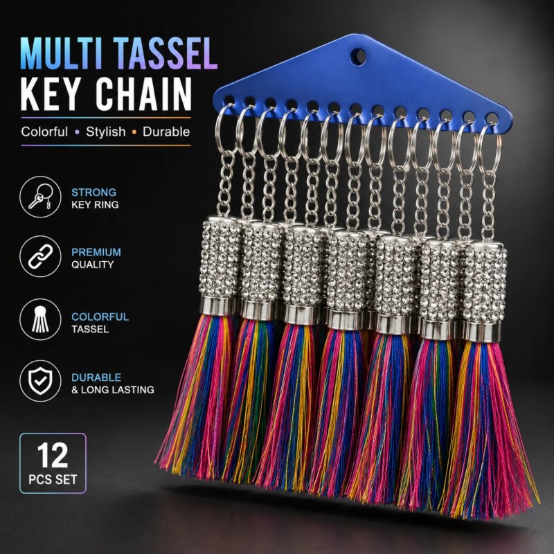 Multicolour Crystal Tassel Keychain