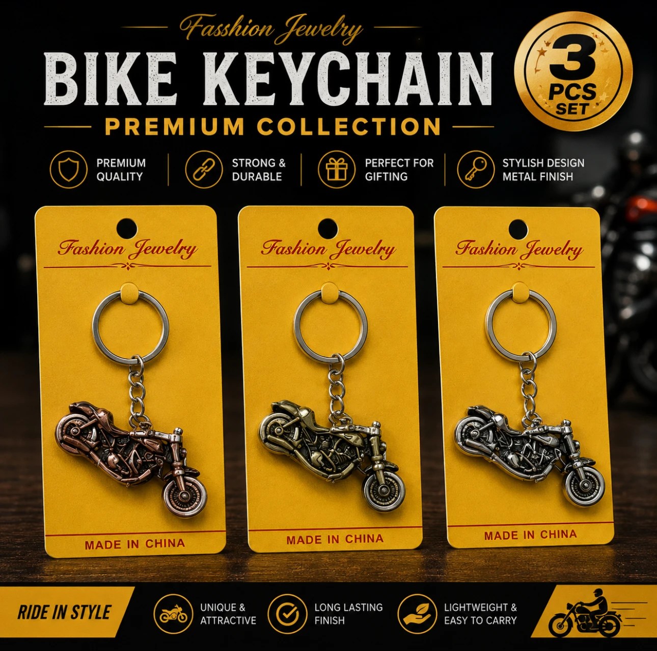 Premium Bike metal Keychain Set