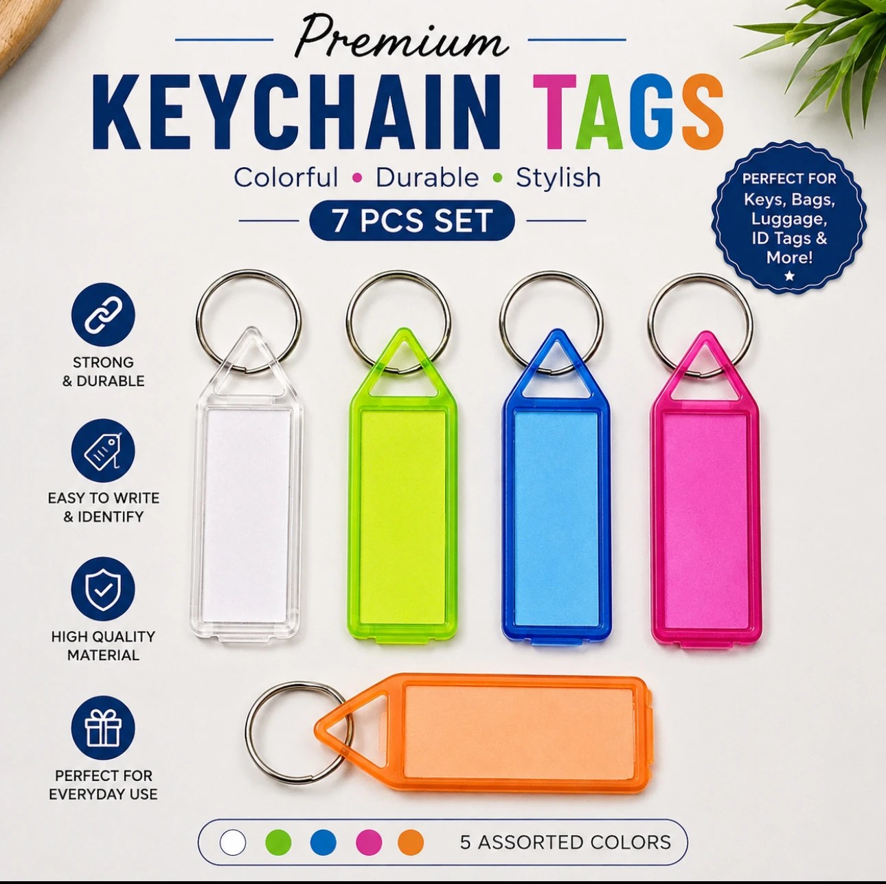 Premium Colorful Keychain Tags