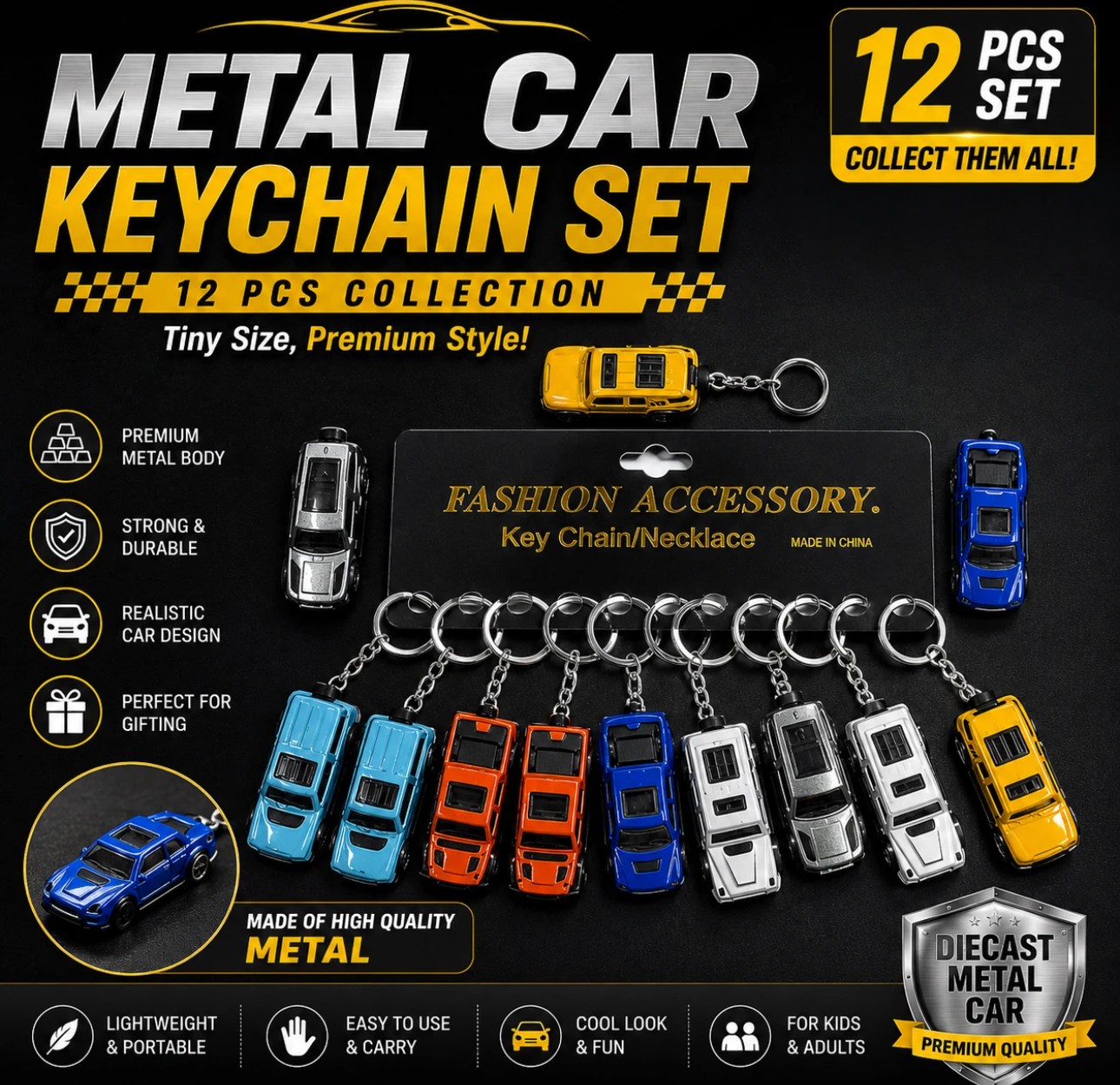 Premium Die-Cast Metal Car Keychain
