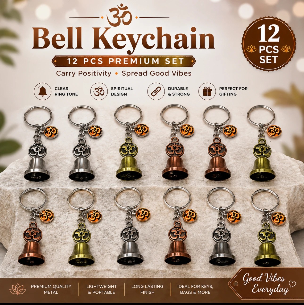 Premium Metal Om Bell Keychain