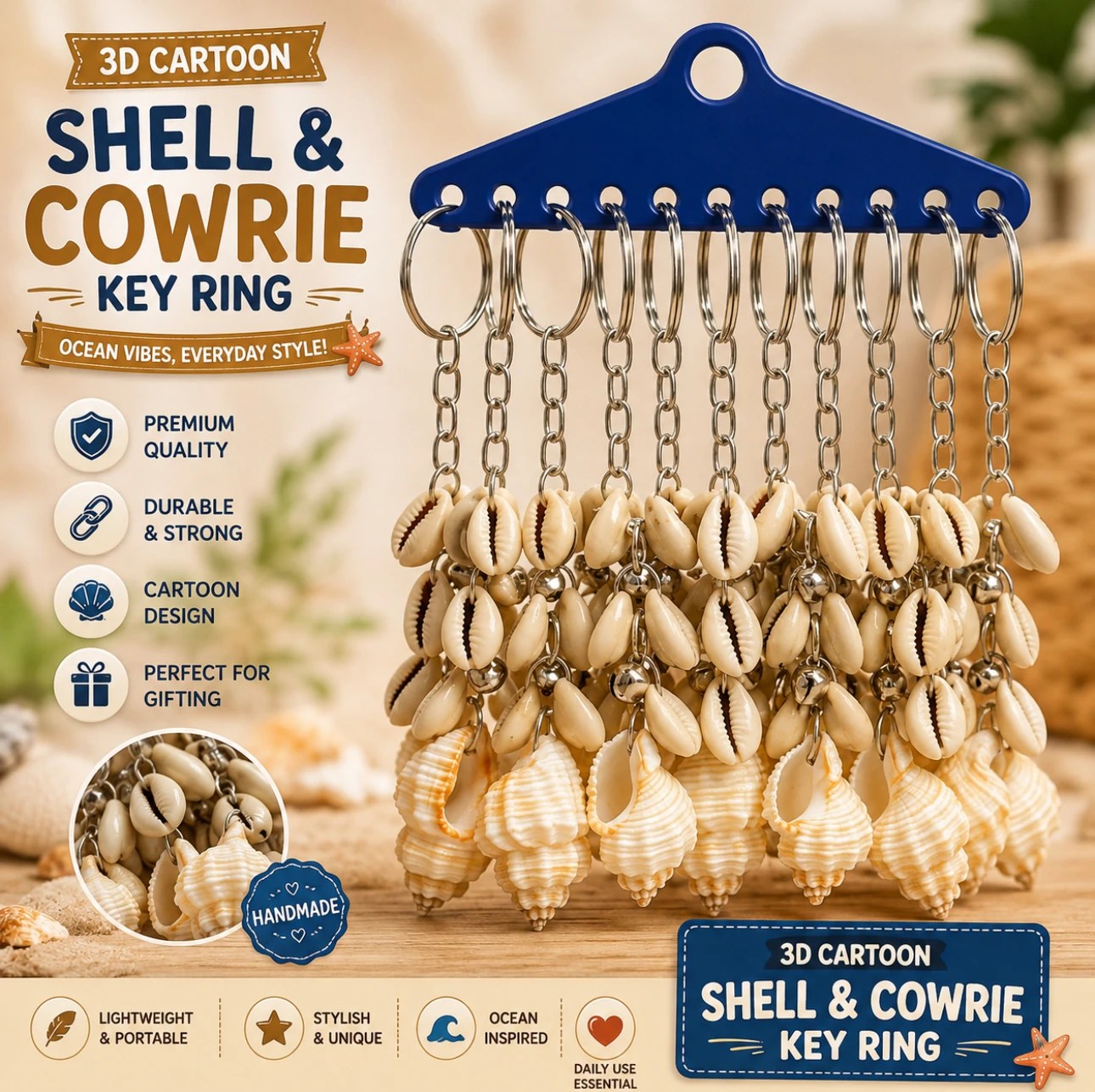 Shell & Cowrie Keychain 🐚