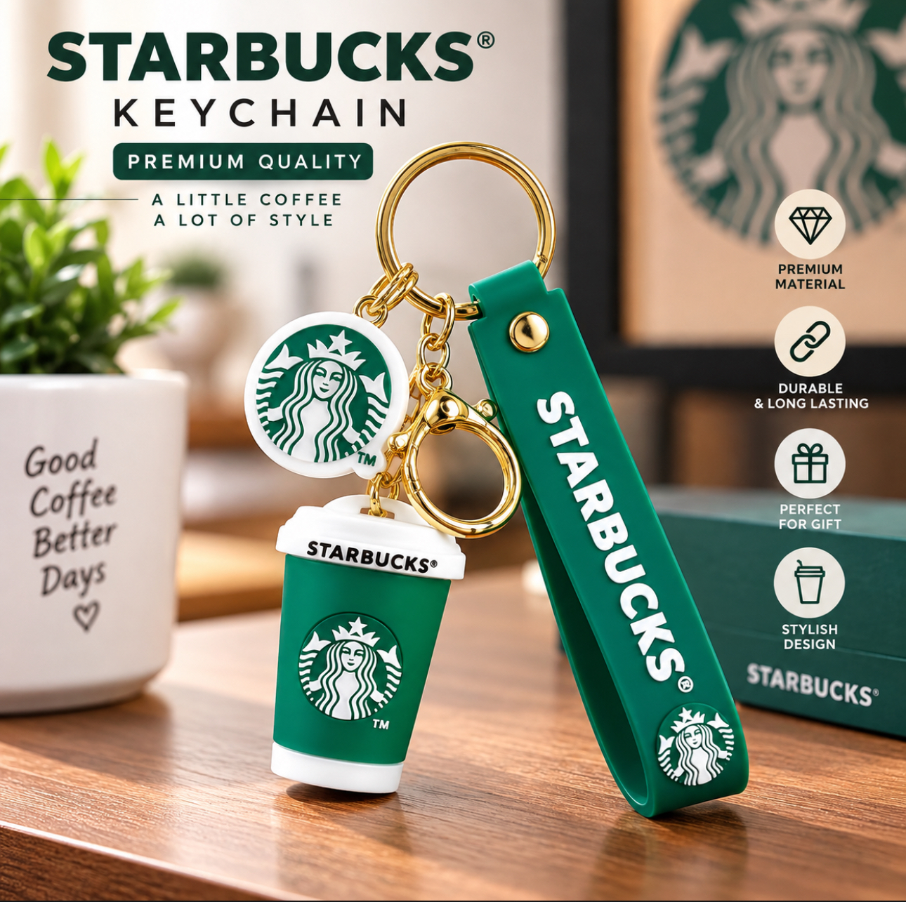 starbucks big size silicone keychain