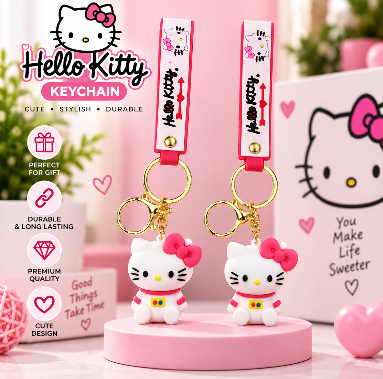 kitty big size silicone keychain